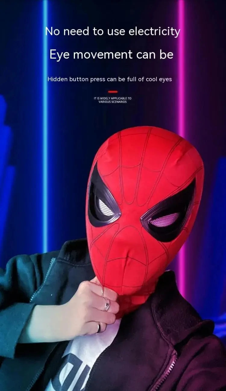 Spider-Man Cosplay Mask – Automatic Blinking Eyes, Halloween Costume Helmet