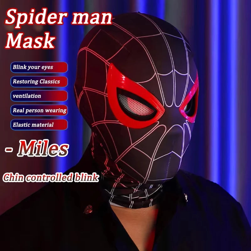 Spider-Man Cosplay Mask – Automatic Blinking Eyes, Halloween Costume Helmet