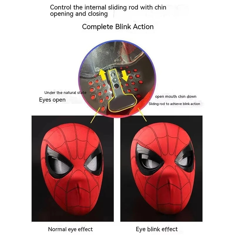 Spider-Man Cosplay Mask – Automatic Blinking Eyes, Halloween Costume Helmet