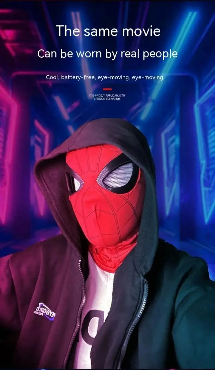 Spider-Man Cosplay Mask – Automatic Blinking Eyes, Halloween Costume Helmet