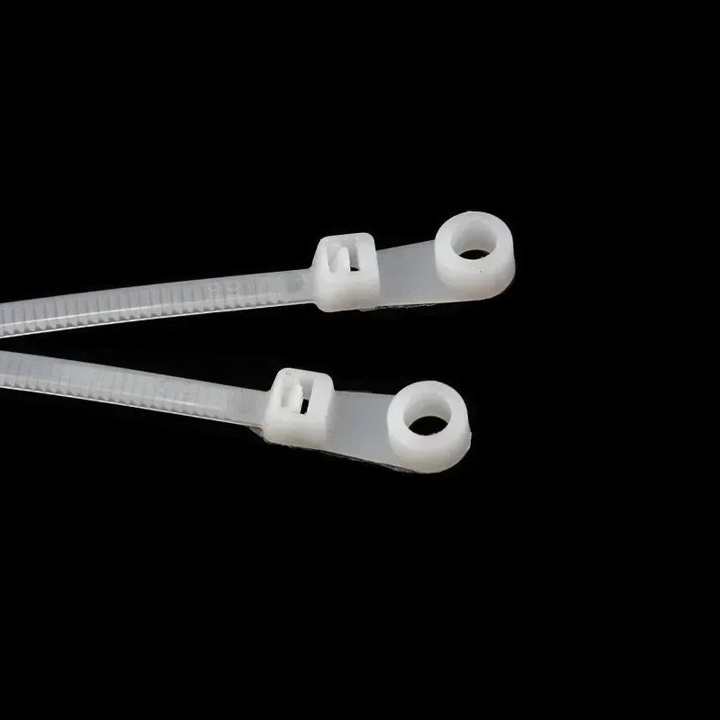 500/100PCS Nylon Cable Ties with Screw Mounting Hole Self Locking Loop Wraps Bundle Fixed Cables Zip Tie Wire Fastening Straps "Free worldwide shipping 🌎