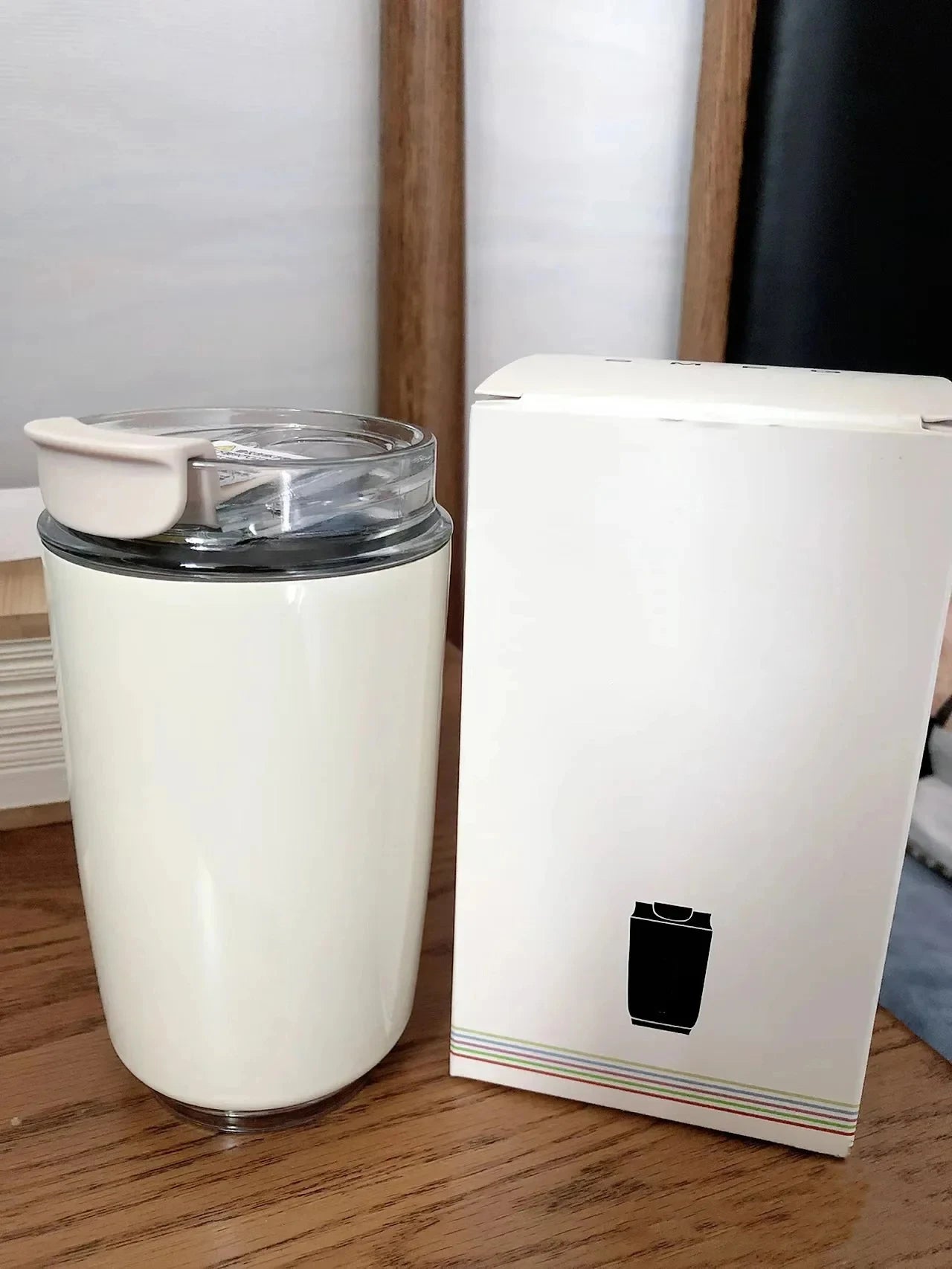 1PCS Tumbler Thermos Cup Milky White Coffee Mug Car Insulated Water Bottle Travel Stainless Steel Vacuum Flasks Drinking Kettle