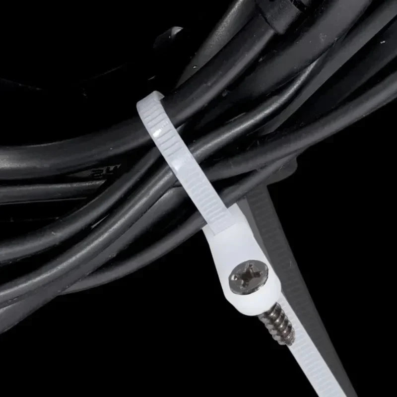 500/100PCS Nylon Cable Ties with Screw Mounting Hole Self Locking Loop Wraps Bundle Fixed Cables Zip Tie Wire Fastening Straps "Free worldwide shipping 🌎
