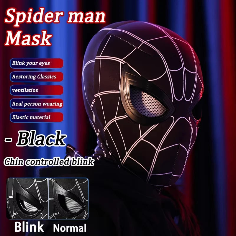 Spider-Man Cosplay Mask – Automatic Blinking Eyes, Halloween Costume Helmet