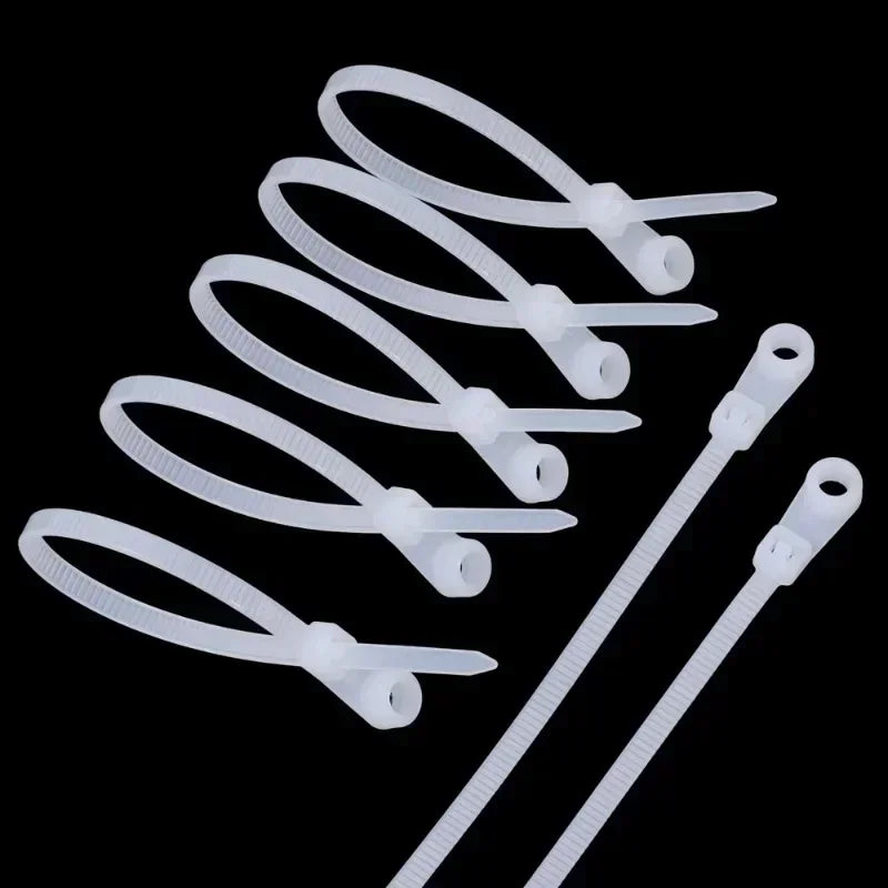 500/100PCS Nylon Cable Ties with Screw Mounting Hole Self Locking Loop Wraps Bundle Fixed Cables Zip Tie Wire Fastening Straps "Free worldwide shipping 🌎