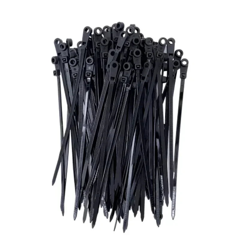 500/100PCS Nylon Cable Ties with Screw Mounting Hole Self Locking Loop Wraps Bundle Fixed Cables Zip Tie Wire Fastening Straps "Free worldwide shipping 🌎