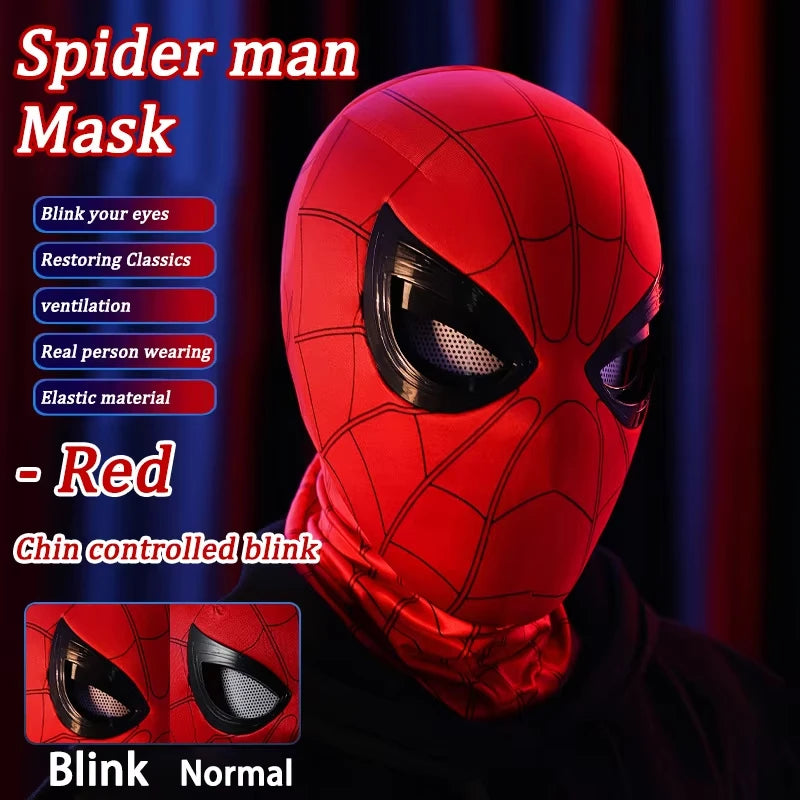 Spider-Man Cosplay Mask – Automatic Blinking Eyes, Halloween Costume Helmet
